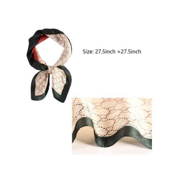 New Gucci*like Scarves 27.5” Head Scarf Silky Bandana Satin Hair Scarf - Picture 4 of 4